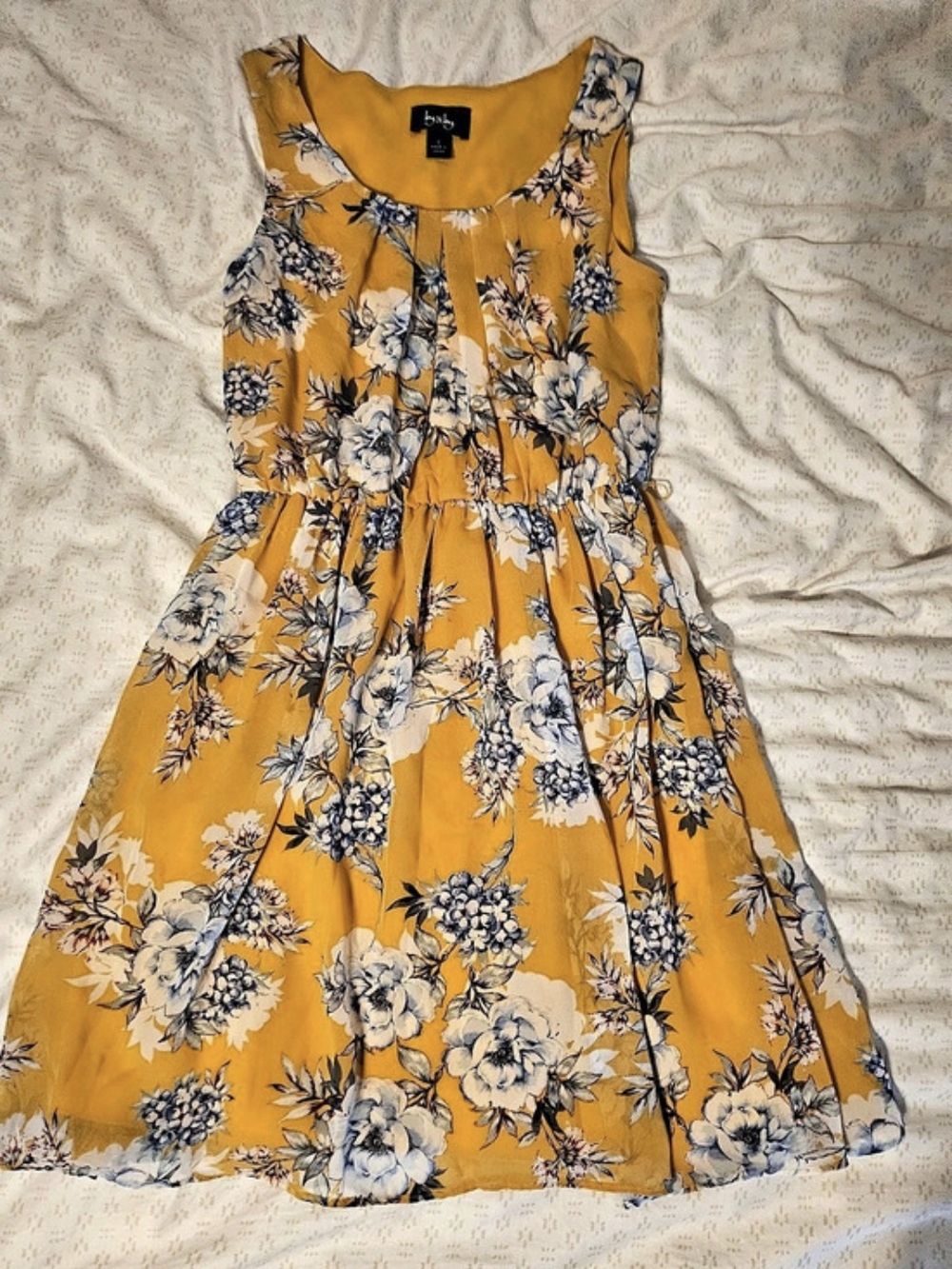 BY&BY Floral Midi Dress in Yellow & Blue Size Small